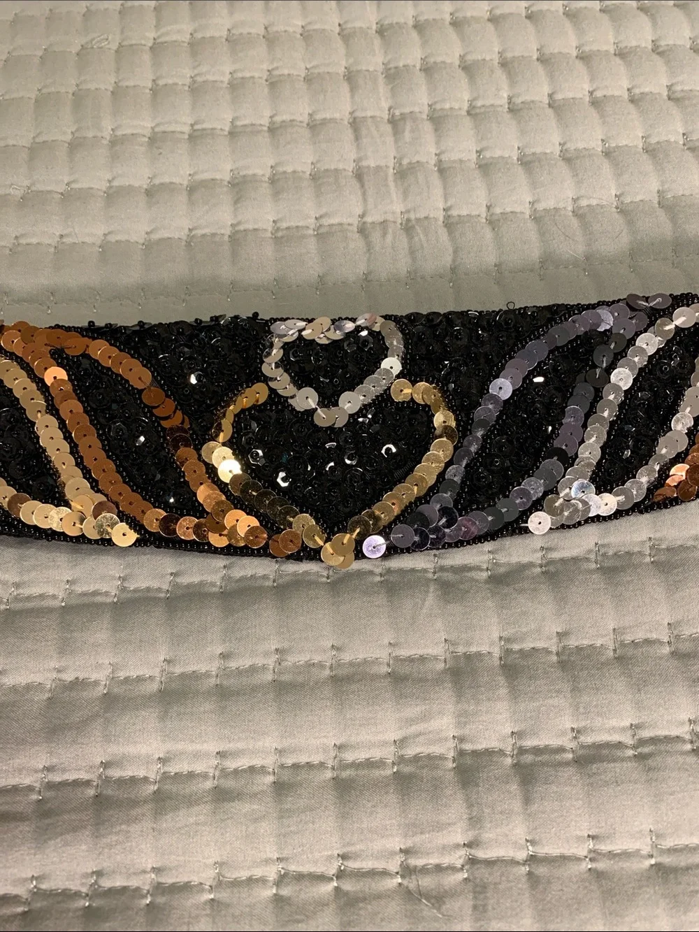 Milor Vintage sequins & Beads Wide Belt Like NEW Copper Silver Gold Size S-M